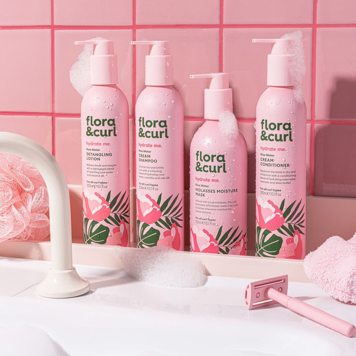 Flora & Curl Hydrate Me Rose Water Cream Shampoo 300ml