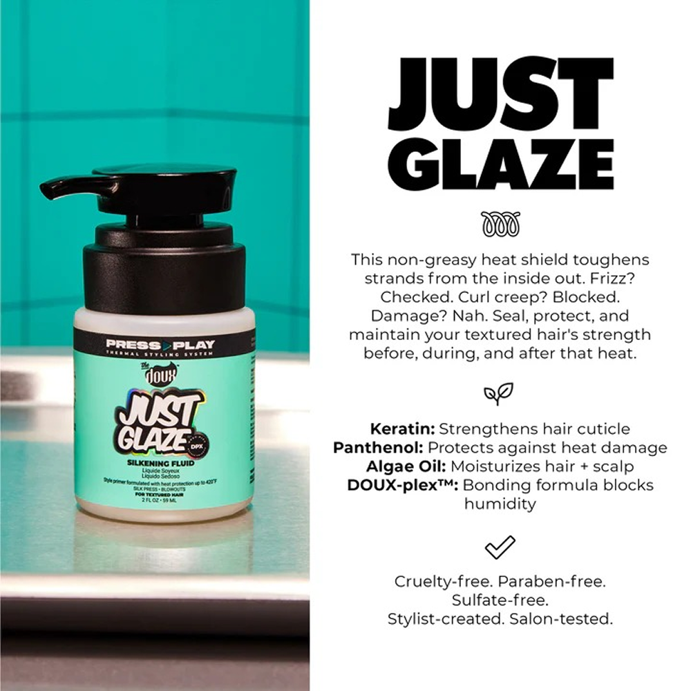 The Doux Press Play Just Glaze Silkening Fluid 2oz