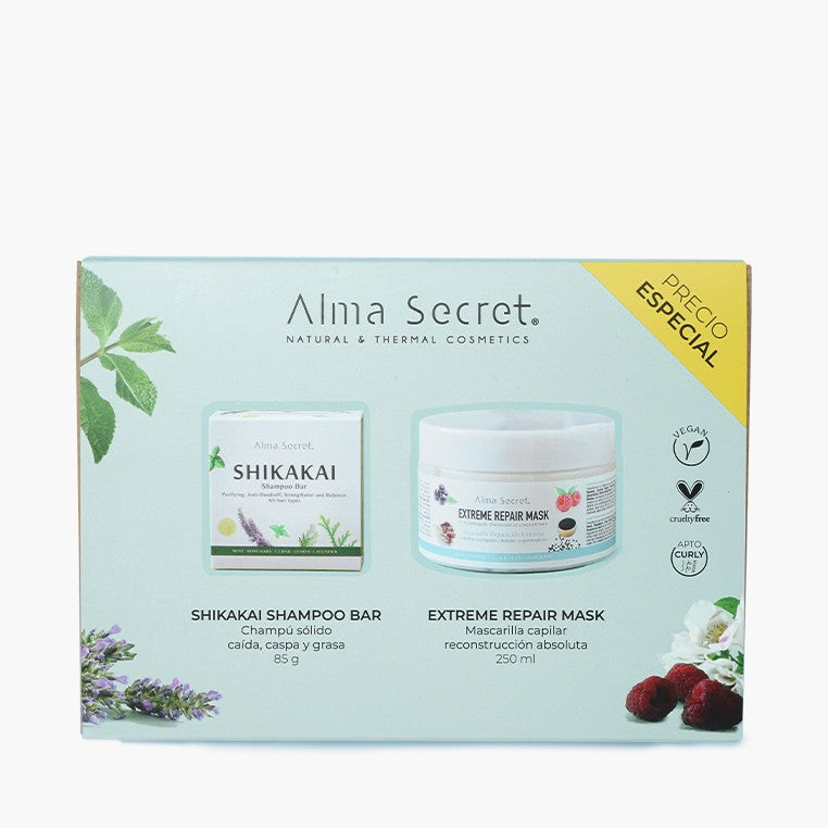 Alma Secret Geschenkset: Shampoo Shikakai Bar + Mask Extreme