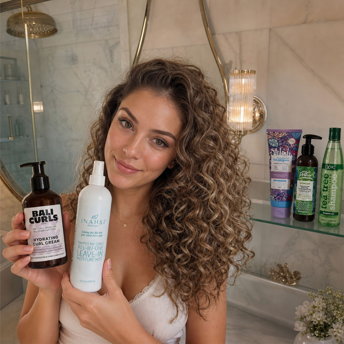 CurlyNest Starter Kit für welliges, lockiges Haar 2C-3A - Angleichung der Haarstruktur