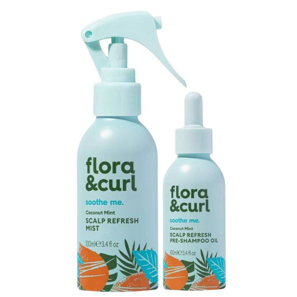 Flora &amp; Curl Coconut Mint Scalp Refresh Pre &amp; Post Shower Treatment Duo
