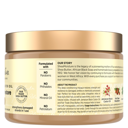 Shea Moisture Jamaican Black Castor Oil Stärkende &amp; Aufbauende Behandlungsmaske 340g