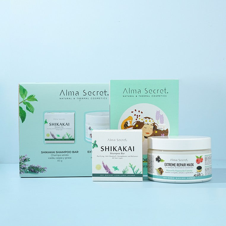 Alma Secret Geschenkset: Shampoo Shikakai Bar + Mask Extreme